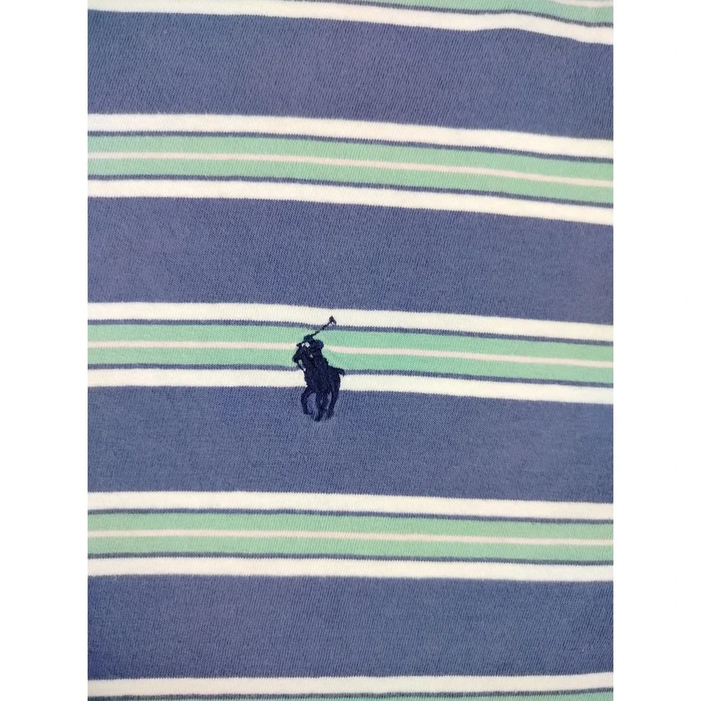 Polo Ralph Lauren Shirt Mens Medium Blue Striped Classic Fit Logo Tee Preppy